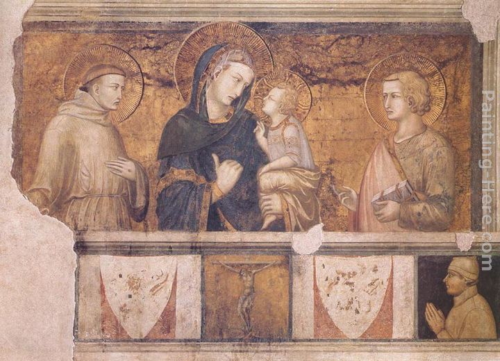 Madonna with St Francis and St John the Evangelist painting - Pietro Lorenzetti Madonna with St Francis and St John the Evangelist art painting